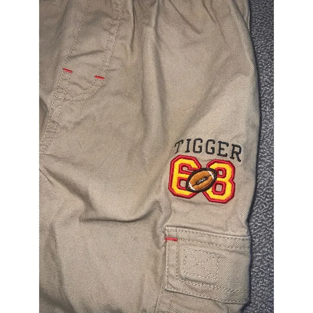 Vintage Disney Kids Tigger football pull on cargo pants tan size 4T 90s